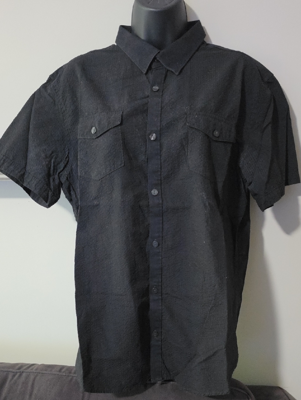 Calvin Klein Men's Short Sleeve Black Button-Down Shirt